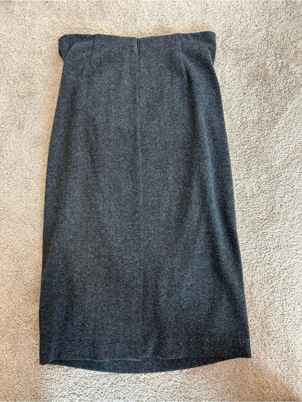 Weekend MaxMara Gray Herringbone Ruched Midi Skirt Career Office Cocktail - Picture 3 of 8